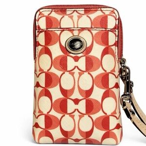 Coach Red and Cream Geometric Wristlet